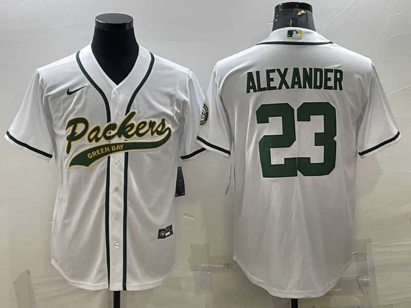 Men%27s Green Bay Packers #23 Jaire Alexander White With Patch Cool Base Stitched Baseball Jersey